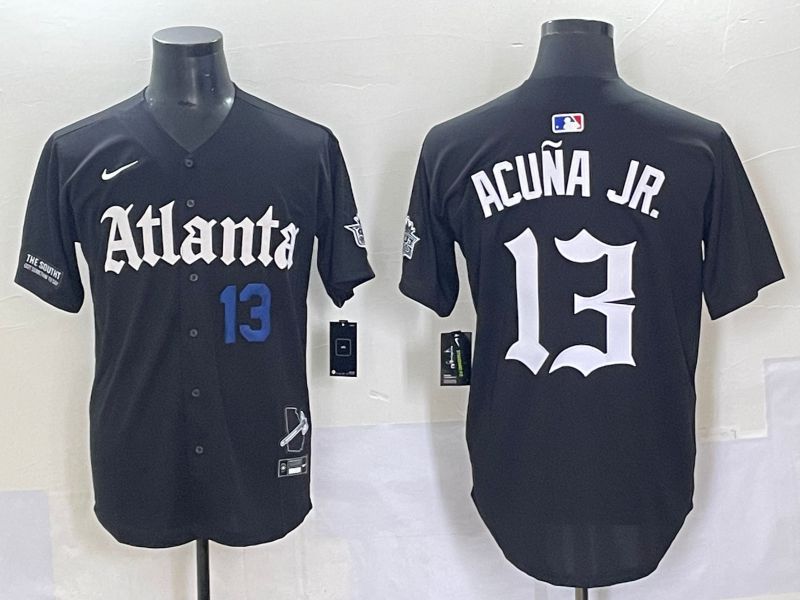 Men 2025 Atlanta Braves #13 Acuna jr Black Five generations Joint Name Nike MLB Jersey style 6->atlanta braves->MLB Jersey